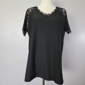 Black Lace Sleeve Tunic Womens M Whimsygoth Dark Fairy Cottagecore Office Work